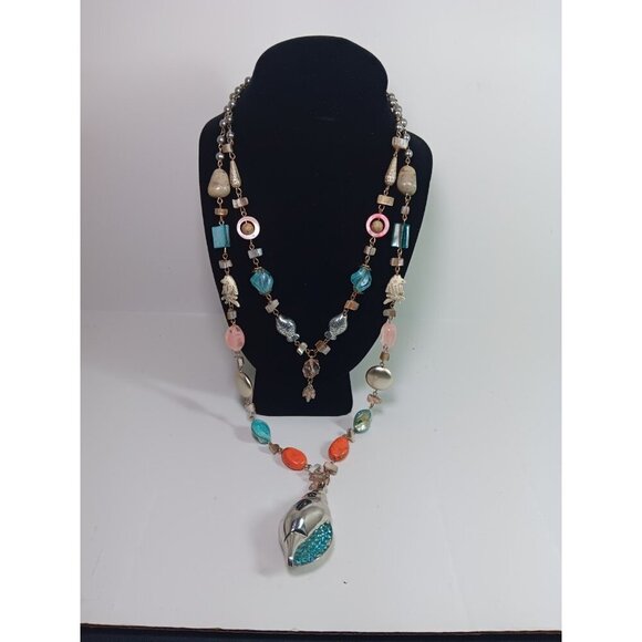 Unbranded Jewelry - Statement Necklace Nautical Mermaid Gemstone Shell Fish Cruise Beachy Coastal